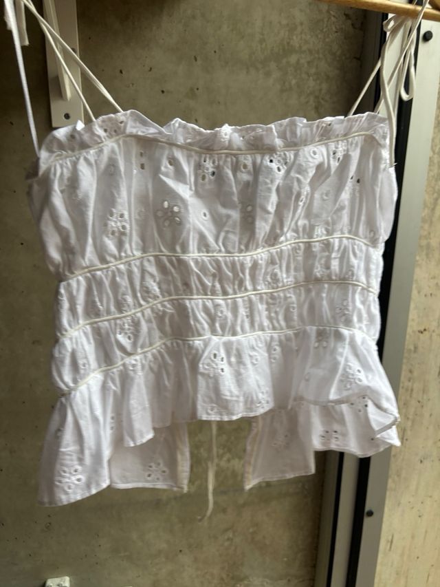 Top Zara calado tirantes blanco T XS