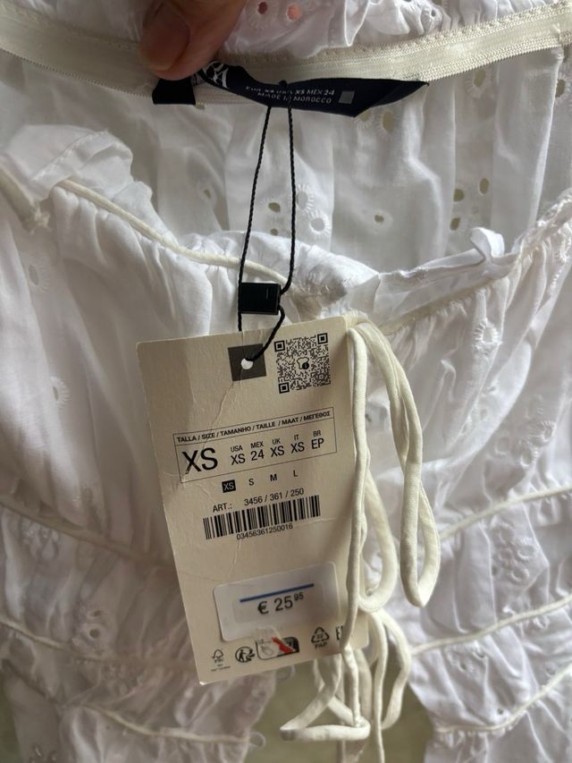 Top Zara calado tirantes blanco T XS