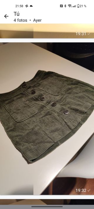 Falda de pana verde