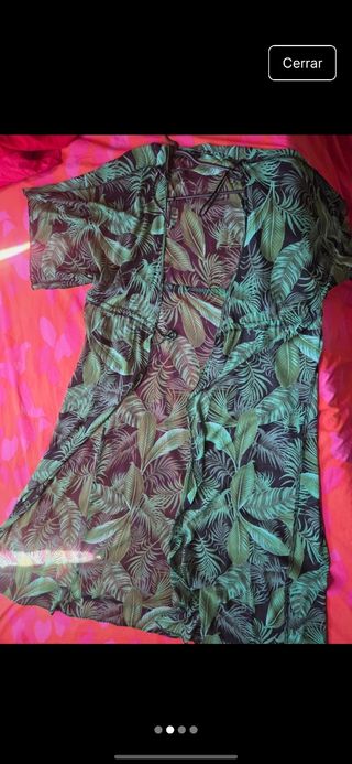 Kimono largo estampado hojas.