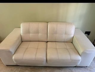 Sofá de piel beige + 2 butacas