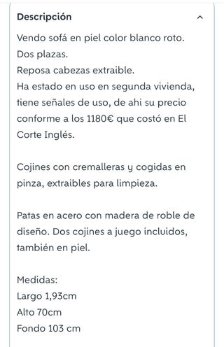 Sofá de piel beige + 2 butacas