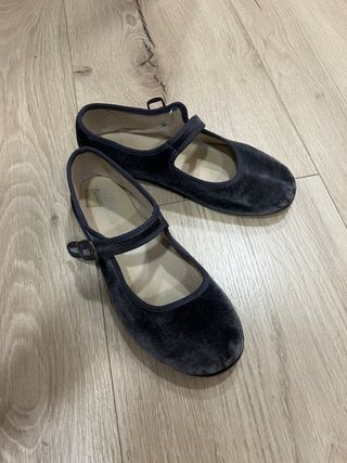 Zapatos bailarina terciopelo niña gris