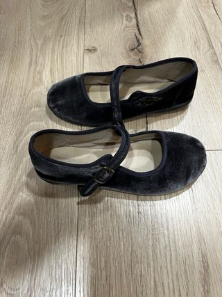Zapatos bailarina terciopelo niña gris