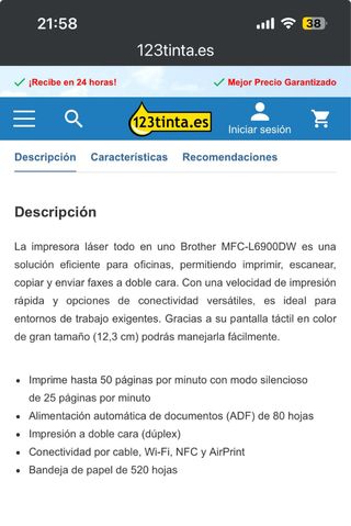 Impresora Brother MFC-L6900DW Láser Multifunción