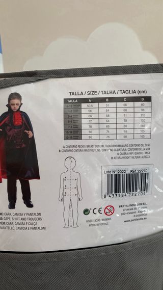 Disfraz de “Vampiro Vlad” 3/4 años