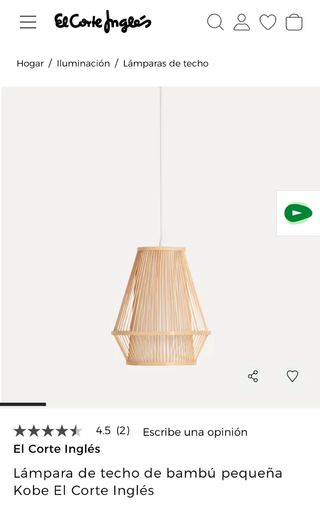 Lámpara de techo bambú El Corte Inglés
