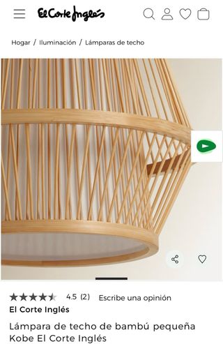 Lámpara de techo bambú El Corte Inglés