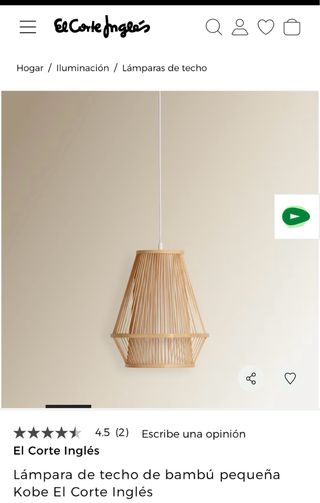 Lámpara de techo bambú El Corte Inglés