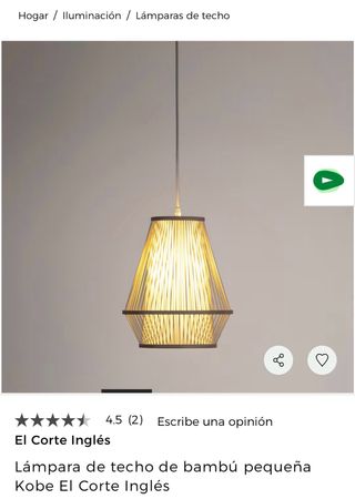Lámpara de techo bambú El Corte Inglés