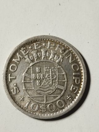 São Tomé e Príncipe 10 Escudos 1951 Prata