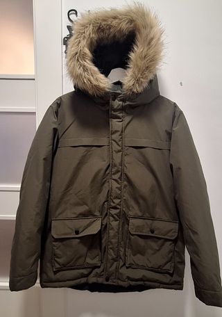 Chaqueta Mango Verde Oliva con Capucha