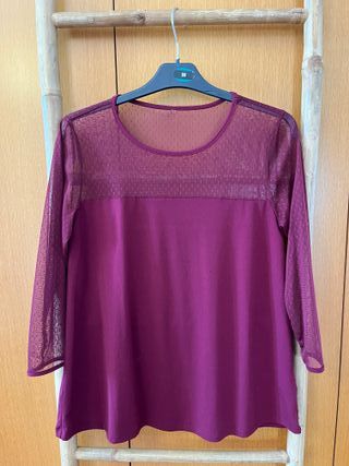 Blusa granate STRADIVARIUS manga larga