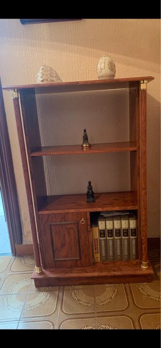 Vitrina de madera con puerta y estantes