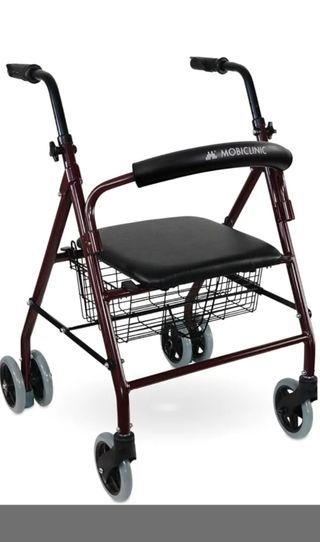 Andador 4 ruedas con asiento y cesta