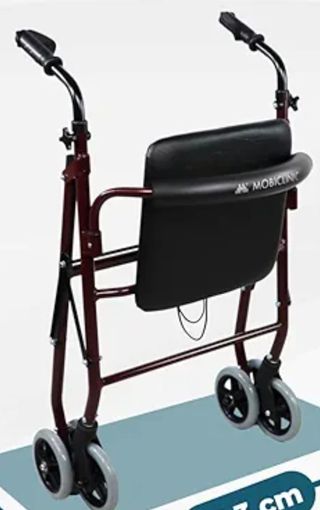 Andador 4 ruedas con asiento y cesta