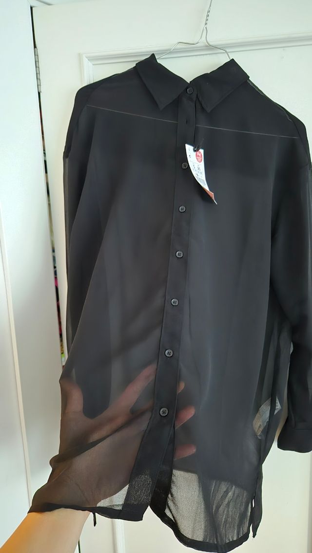 Camisa Semitransparente Lefties Negra Talla S