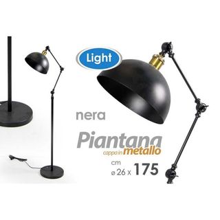 Lámpara de pie industrial negra metálica