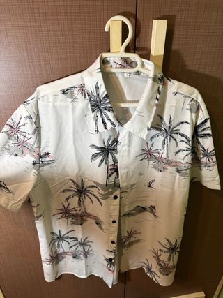 Camisa Hawaiana Estampada Palmeras Talla L