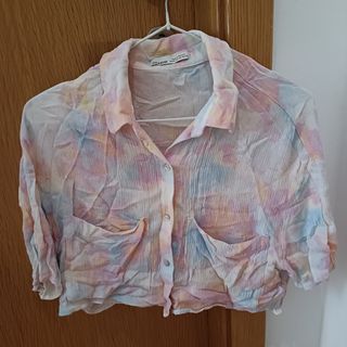 Camisa de manga corta crop de colores Talla S