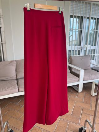 Pantalón ancho rojo cintura alta