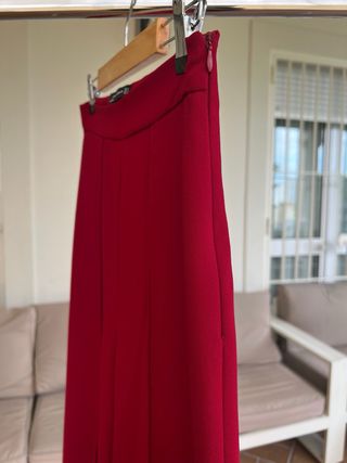 Pantalón ancho rojo cintura alta