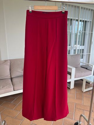 Pantalón ancho rojo cintura alta