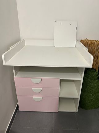Cambiador bebé blanco y rosa
