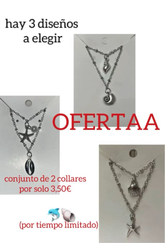 Par de collares con accesorio de concha a elegir