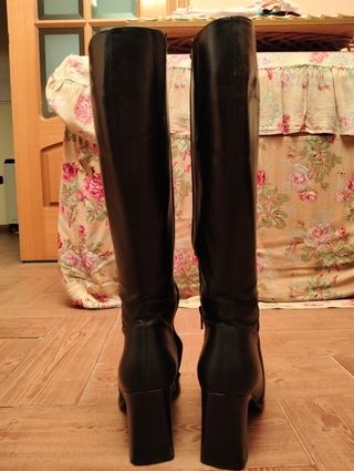 Botas de cuero altas tacón ancho