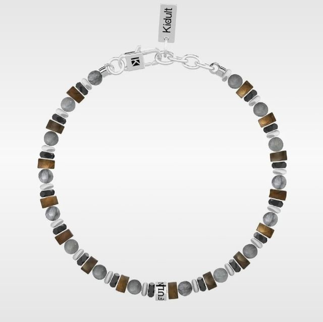Bracciale Uomo Kidult Pietre Marroni e Grigie