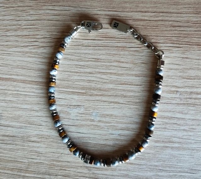 Bracciale Uomo Kidult Pietre Marroni e Grigie