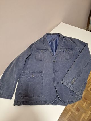 Cazadora tipo americana azul/gris