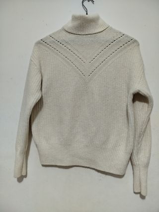 Jersey cuello alto blanco mujer