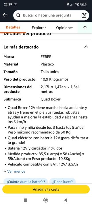 Quad eléctrico infantil Feber 
