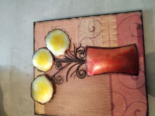 Quadro decorativo fiori metallo e legno