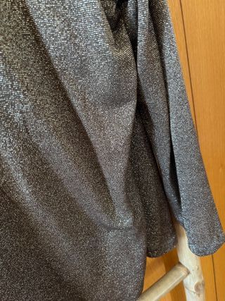 Camiseta brillante dorada y plateada TU
