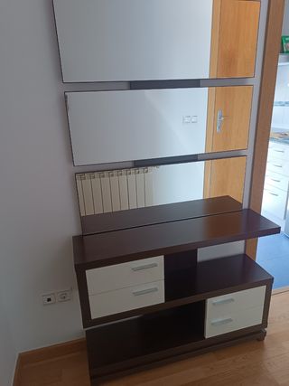 Mueble de entrada madera y cristal