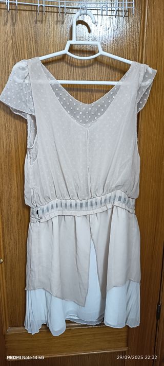 Vestido Sfera Beige y Blanco