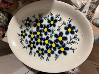 Plato ensaladera cerámica flores azules