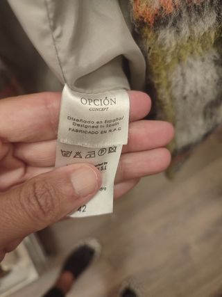 Abrigo cuadros lana cepillada OPCION Talla 42.