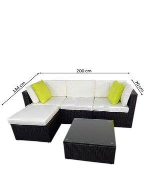 Set di divani e cuscini per esterni in rattan marrone
