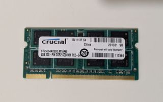 Memoria RAM  2GB DDR2 Crucial