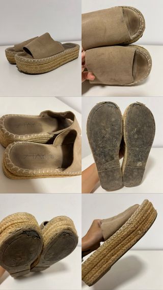 Lote 3 sandalias cuña: beige, marrón, blancas