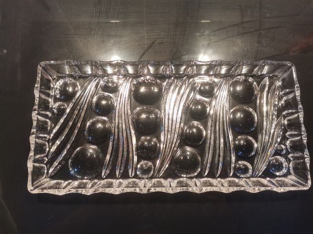 Bandeja de cristal decorada 30x15 cms. 