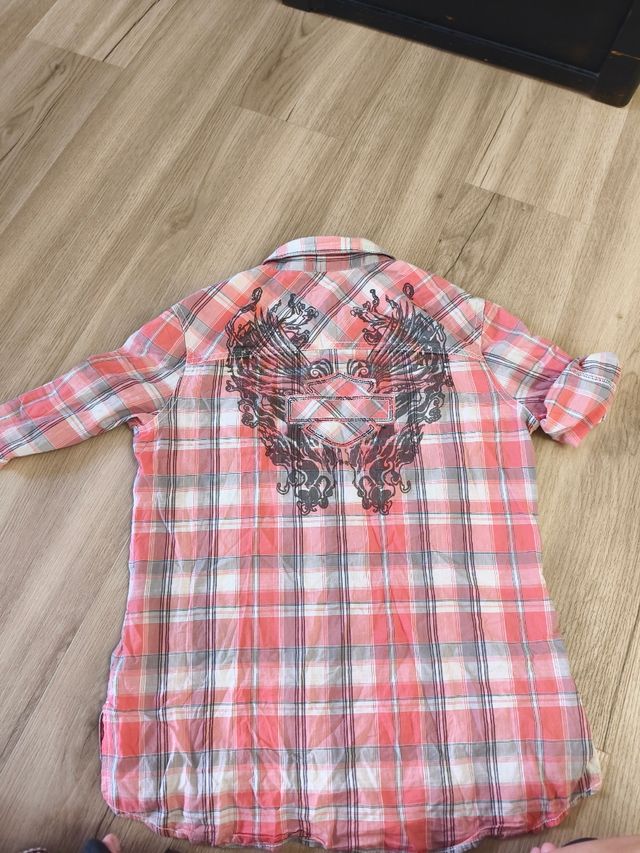 Camisa Harley Davidson cuadros rosa