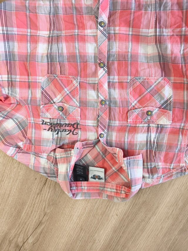 Camisa Harley Davidson cuadros rosa