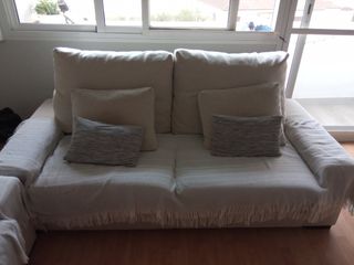 Conjunto Sofás 3+2 Tela Beige