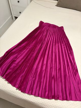 Falda plisada rosa talla única