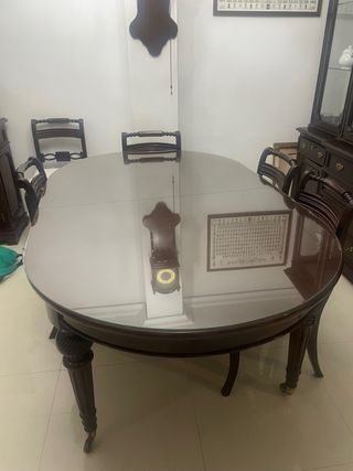 Mesa comedor caoba + 8 sillas + 2 sillones